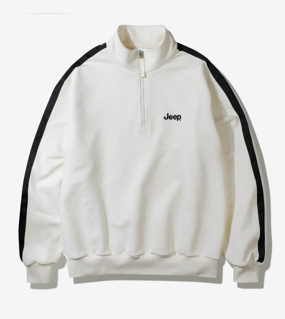 JEEP 吉普  JEEP 重磅半拉鍊運動上衣  白色   JUL25