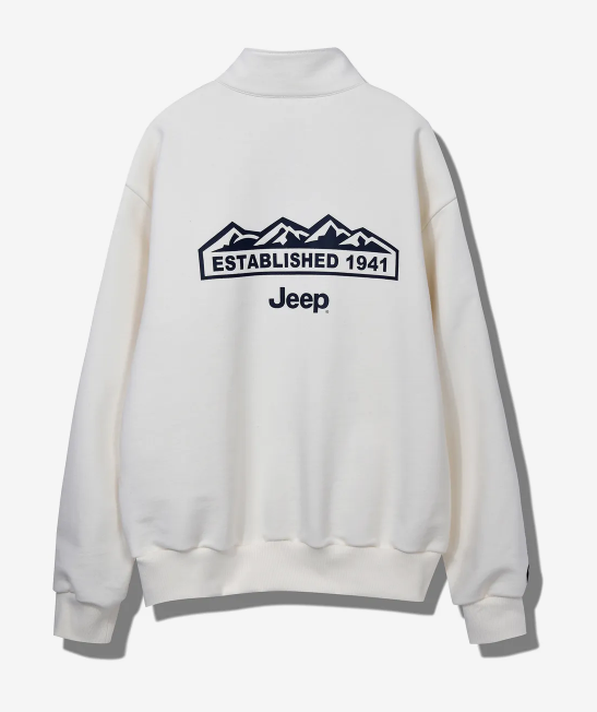 JEEP 吉普  JEEP 重磅半拉鍊運動上衣  白色   JUL25