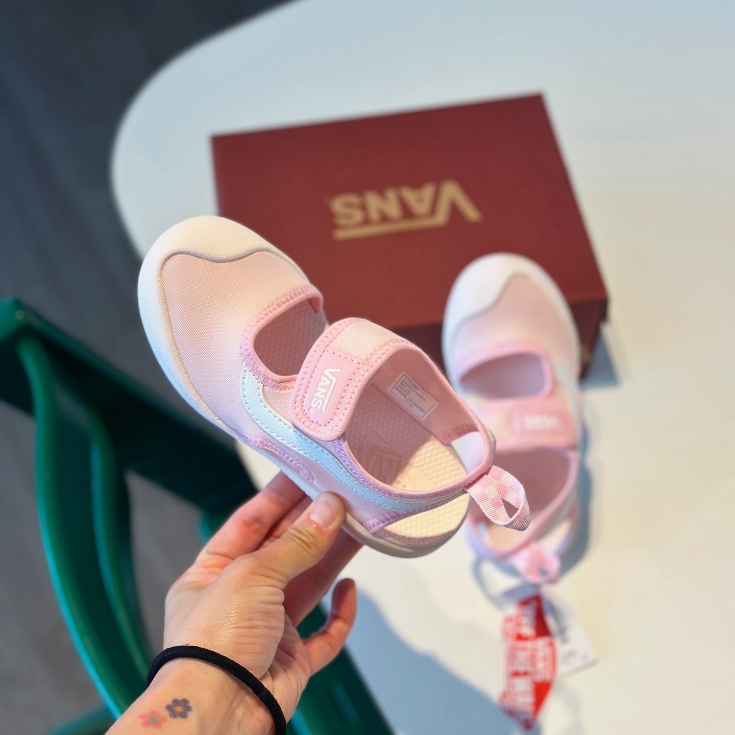 Vans Ray Aqua 日本限定 櫻花粉 粉色 瑪莉珍 魔鬼氈 涼鞋 中童 童鞋 V7039K