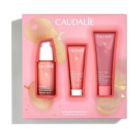 Cd9633  Caudalie 粉紅保濕禮盒3件組（玻尿酸精華+保濕面膜15ml+沐浴露50ml）