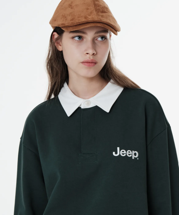 JEEP 吉普  JEEP LOGO白領藍色口袋長袖上衣    JUL25