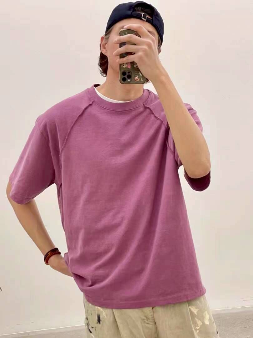 (韓國獨家特價)插肩袖拼接顏料短袖T恤