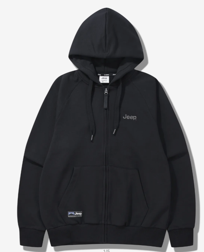 JEEP 吉普   JEEP LOGO 基本款全拉鍊連帽外套 黑色   JUL25