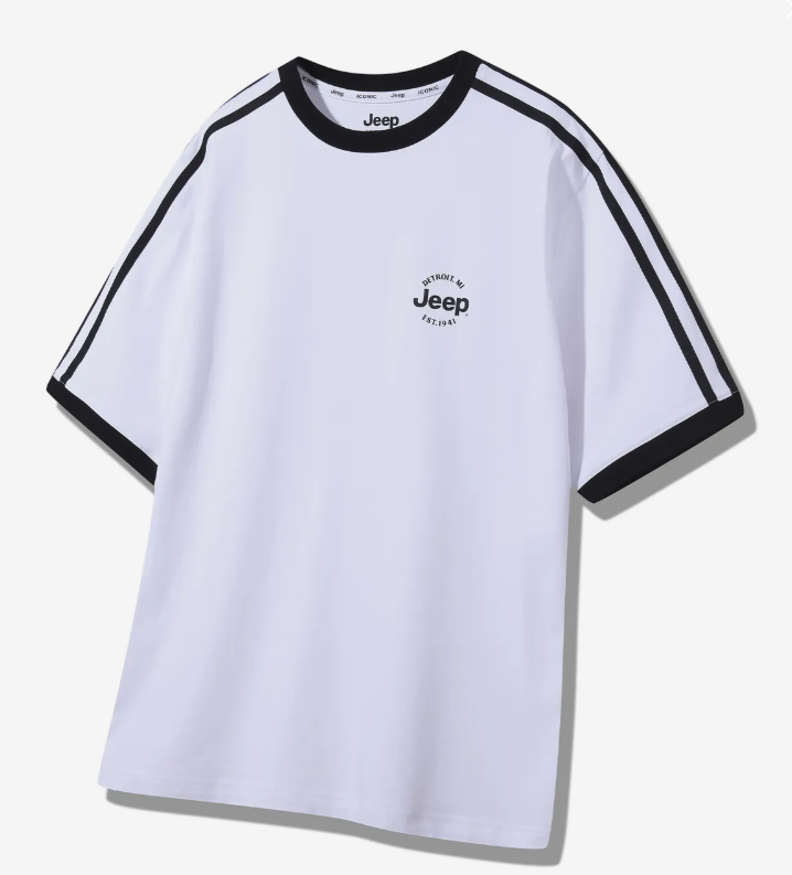 JEEP 吉普  WAVY Track 線條短袖T恤   白色   JUL25