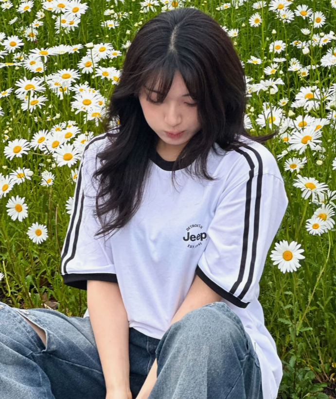 JEEP 吉普  WAVY Track 線條短袖T恤   白色   JUL25