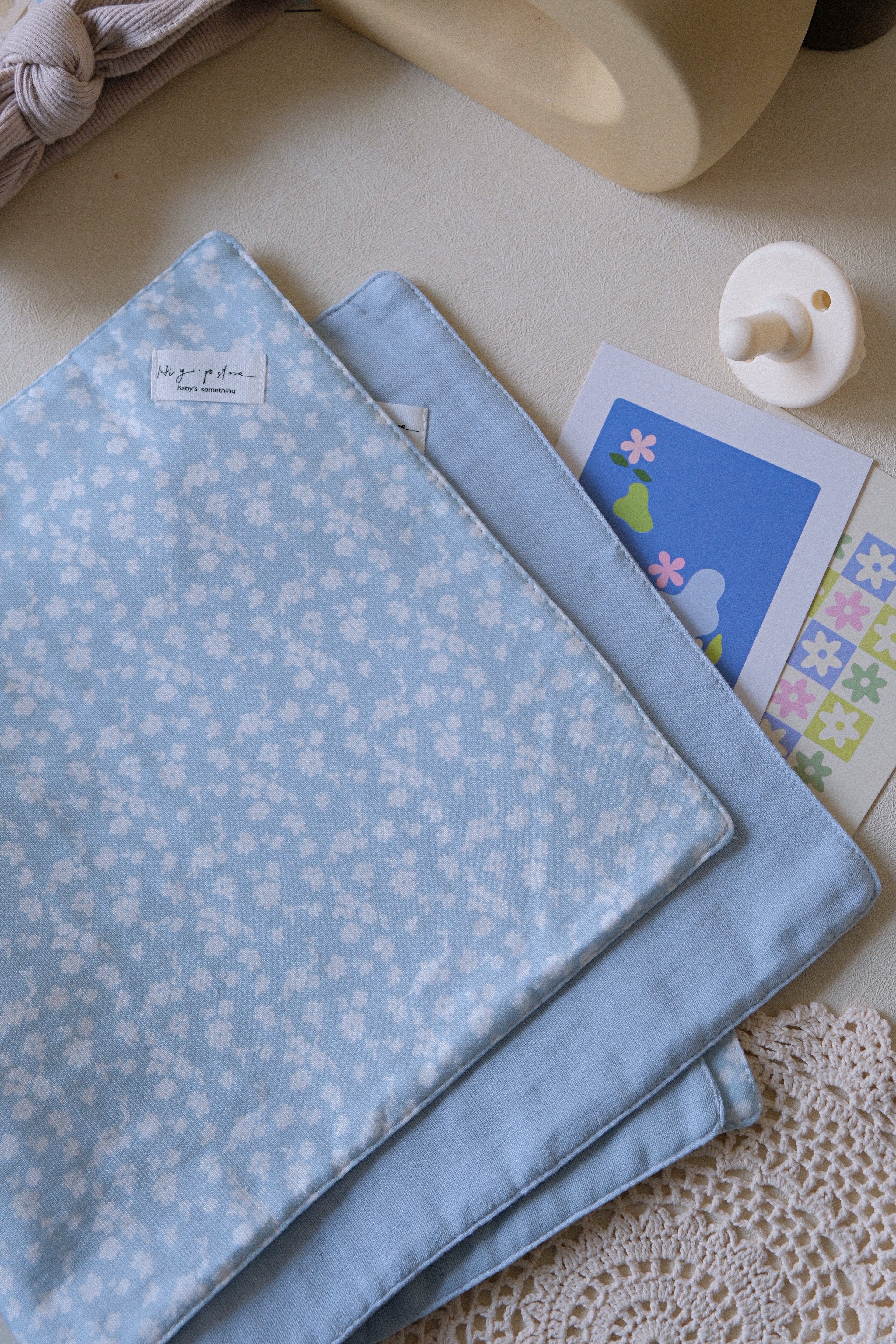 Hi Y.P store-拍嗝巾-獨家設計款-霧藍霜語 ( 2件組 )