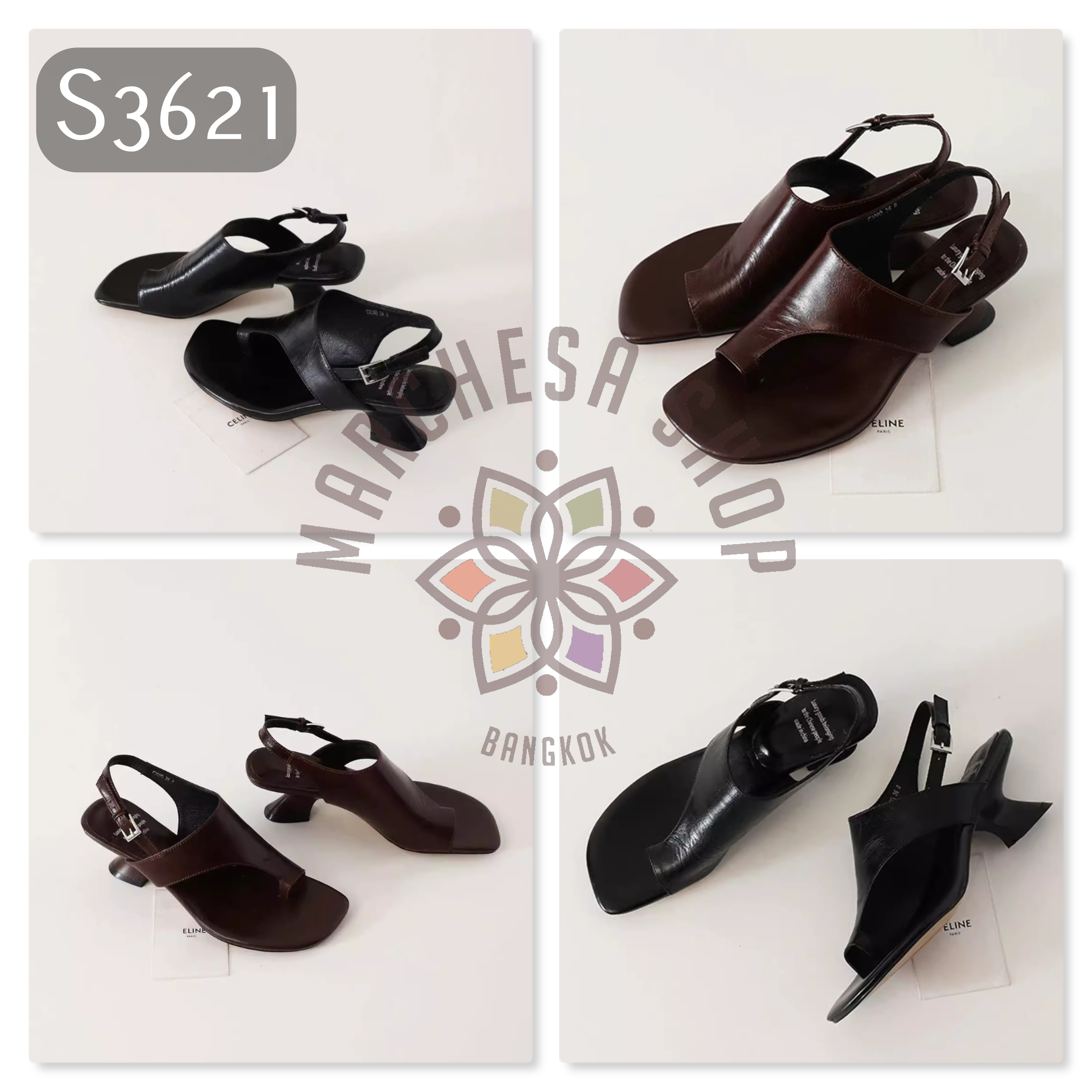 S3621 - 牛皮套趾搭帶高踭涼鞋