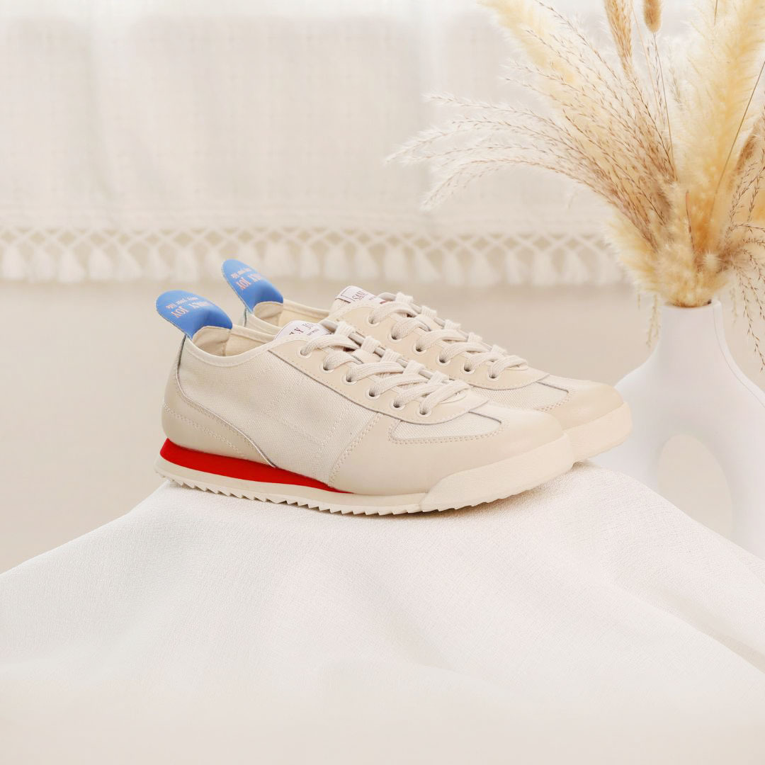 賽琳・運動休閒鞋 裸杏白(真皮女鞋/台灣製MIT/休閒鞋)