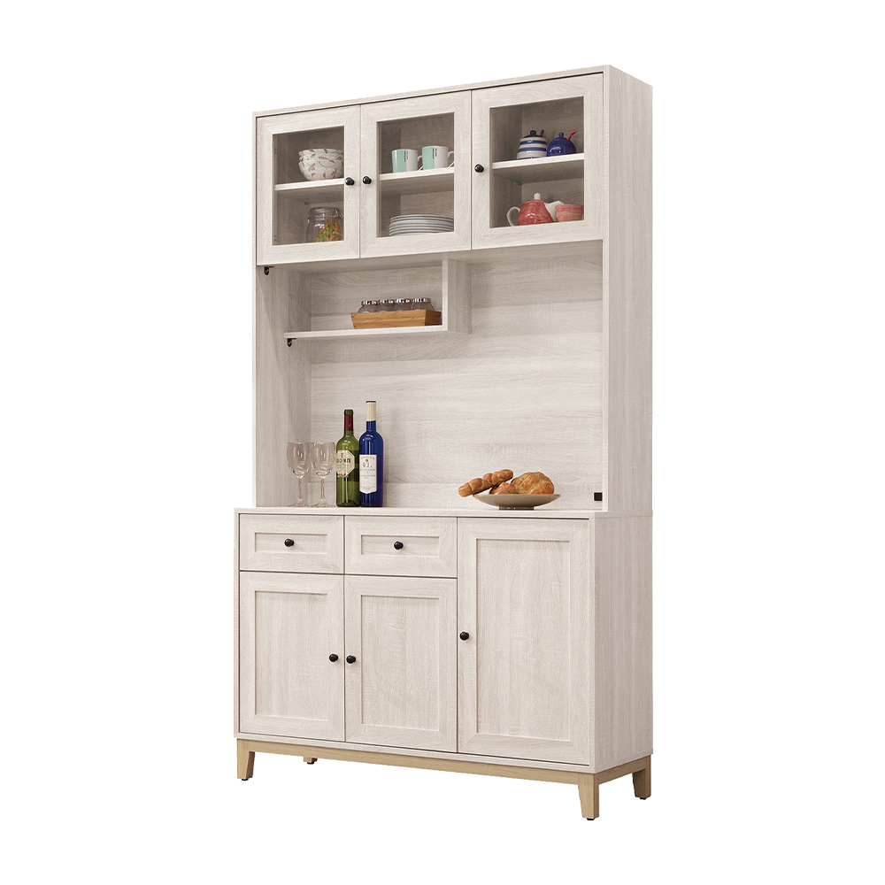 妮塔3.9尺收納高餐櫃/碗盤置物櫃/電器櫃(上座+下座)