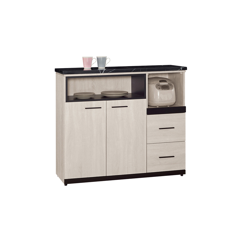 曼珊4尺石面收納餐櫃/碗盤櫃/置物矮櫃/拉盤電器櫃(下座)