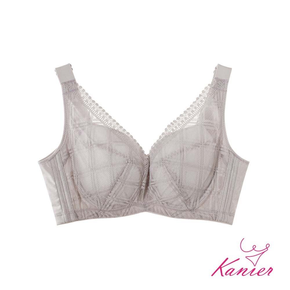 【Kanier卡妮兒】露紗月影．蕾絲提托機能大罩杯鋼圈內衣 【 1317 月紗灰 - D / E / F / G / H 罩杯 】