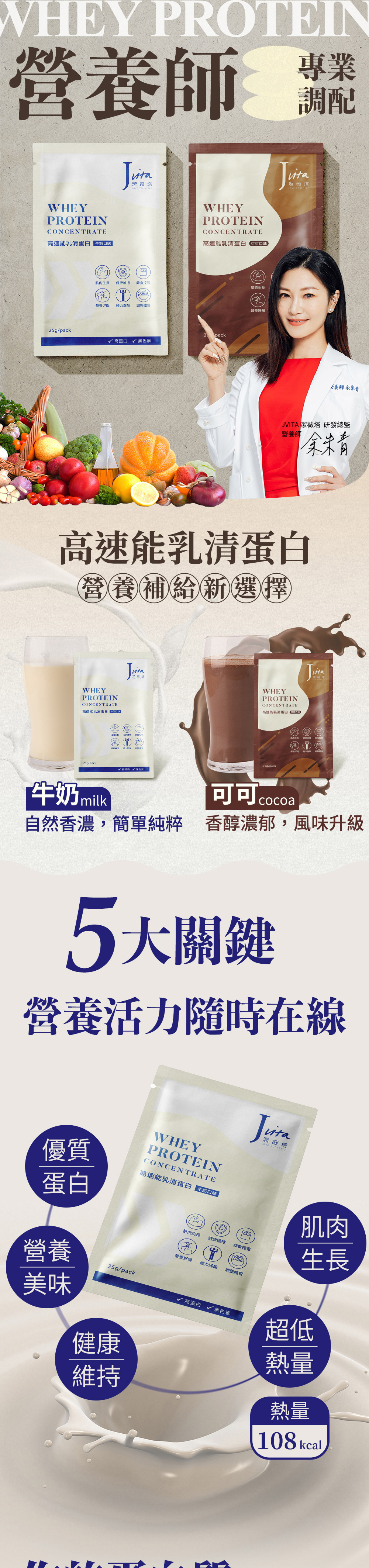 Jvita潔薇塔高速能乳清蛋白(牛奶風味) 高蛋白飲品 運動後蛋白飲