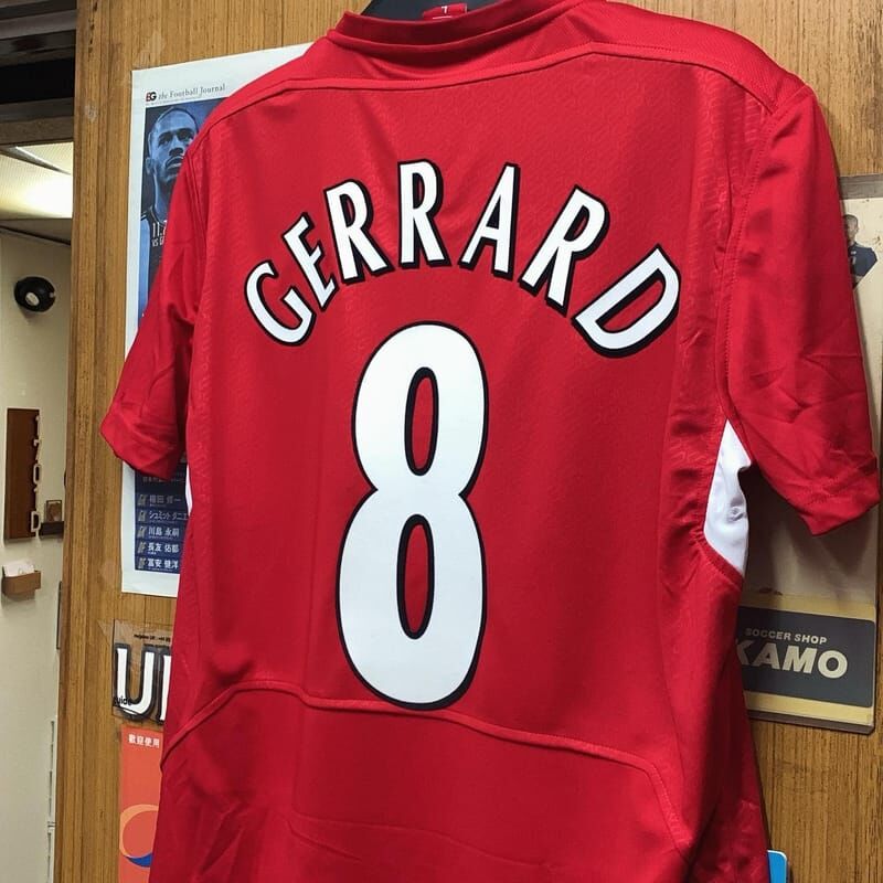 2004 Liverpool UEFA Retro Home Shirt with 8 GERRARD