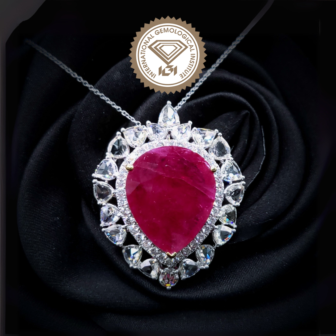 18K White Gold 15.03ct Ruby and Diamond Pendant