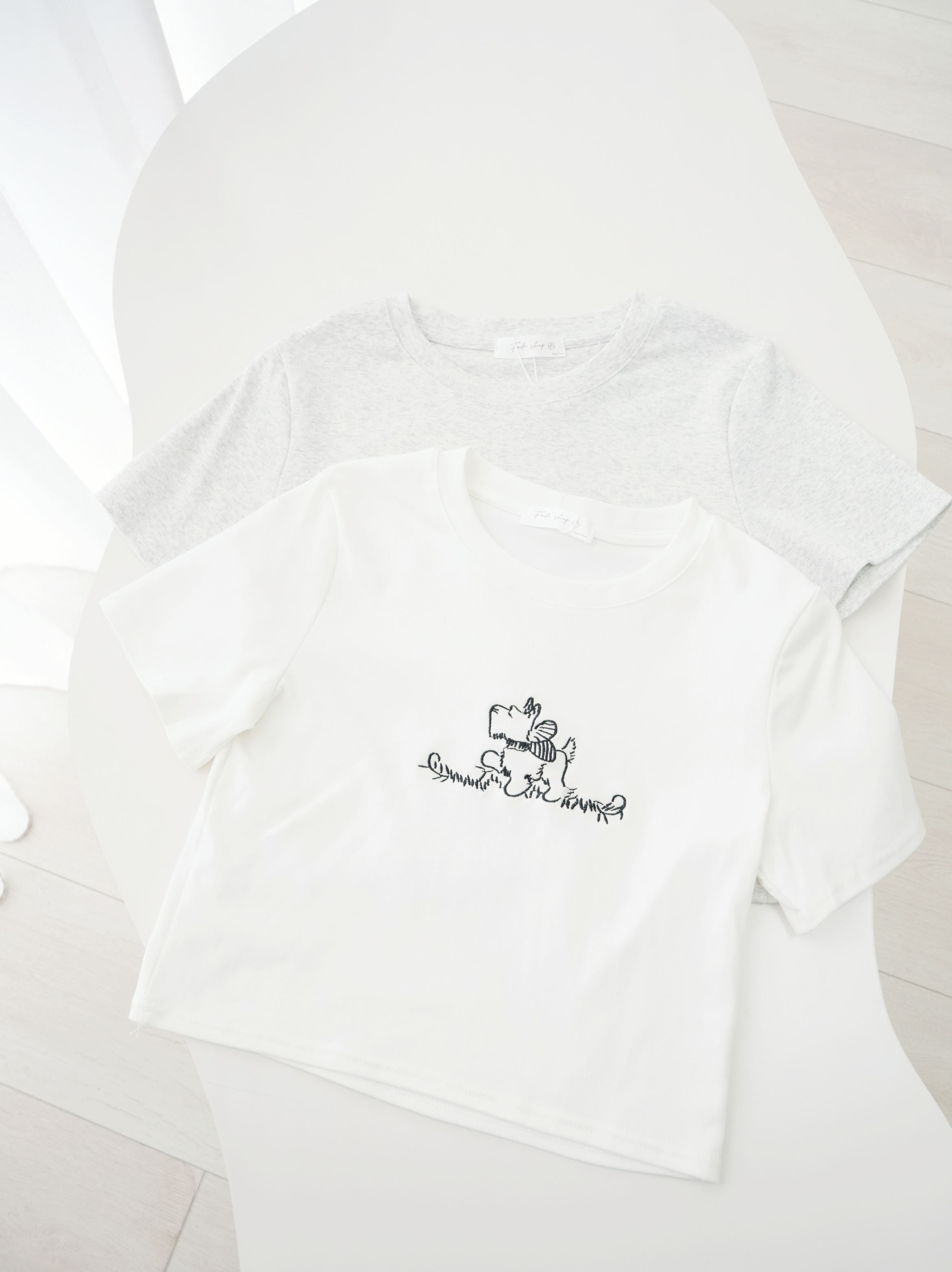 法朵Fado shop｜刺繡狗狗彈力短版棉T 0213129