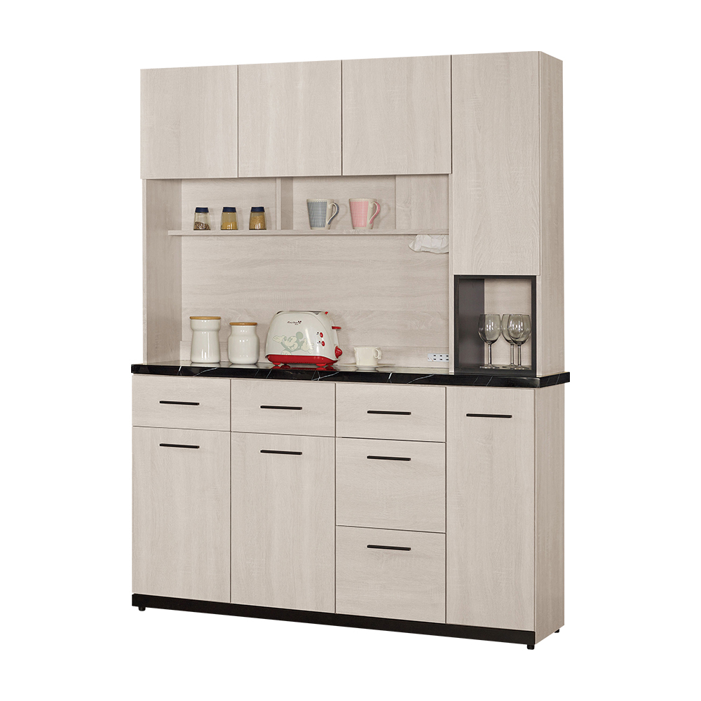 曼珊5尺石面收納高餐櫃/碗盤櫃/電器櫃(上座+下座)