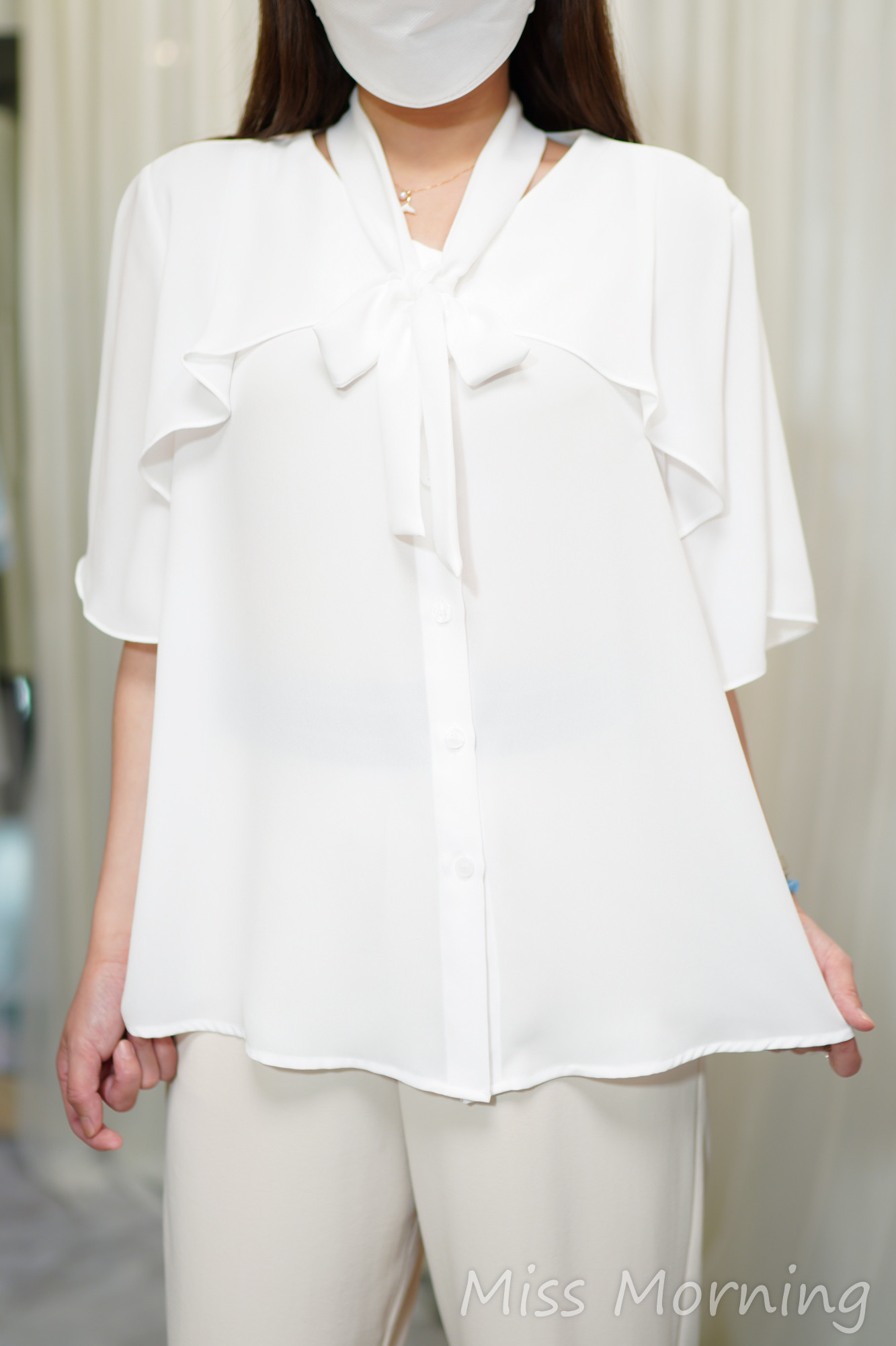 靚肩飄逸雪紡上衣(14693)