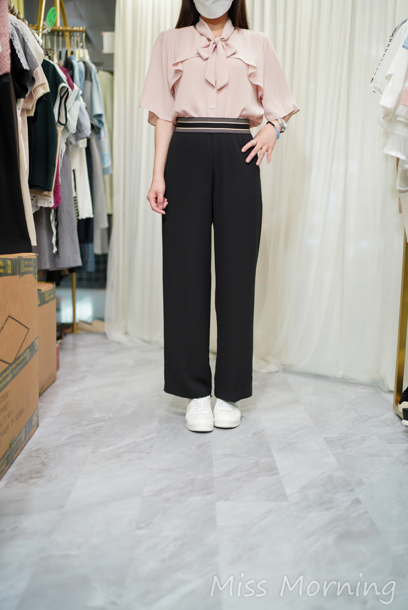 靚肩飄逸雪紡上衣(14693)