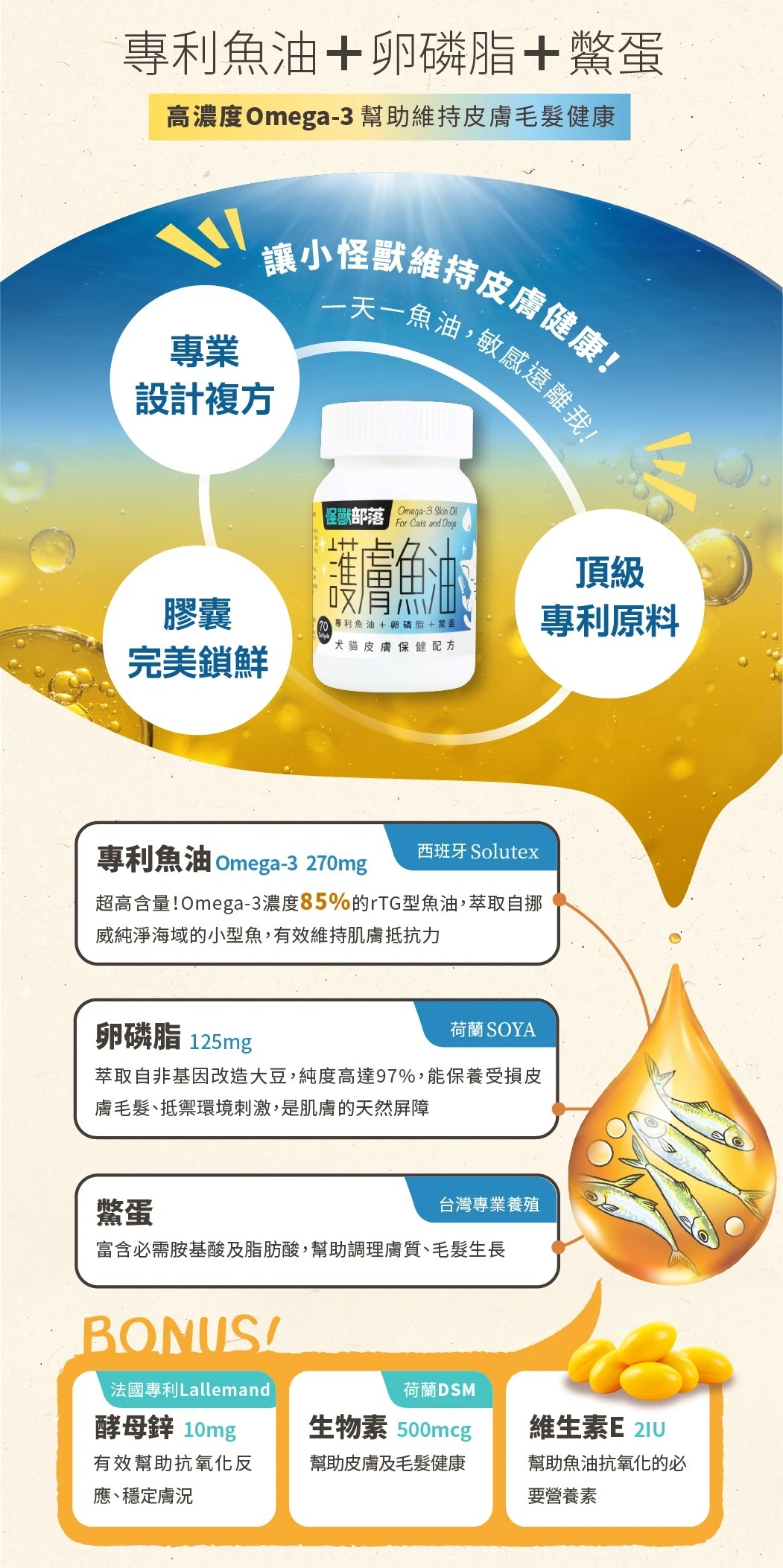 怪獸部落 護膚魚油70顆 貓狗適用