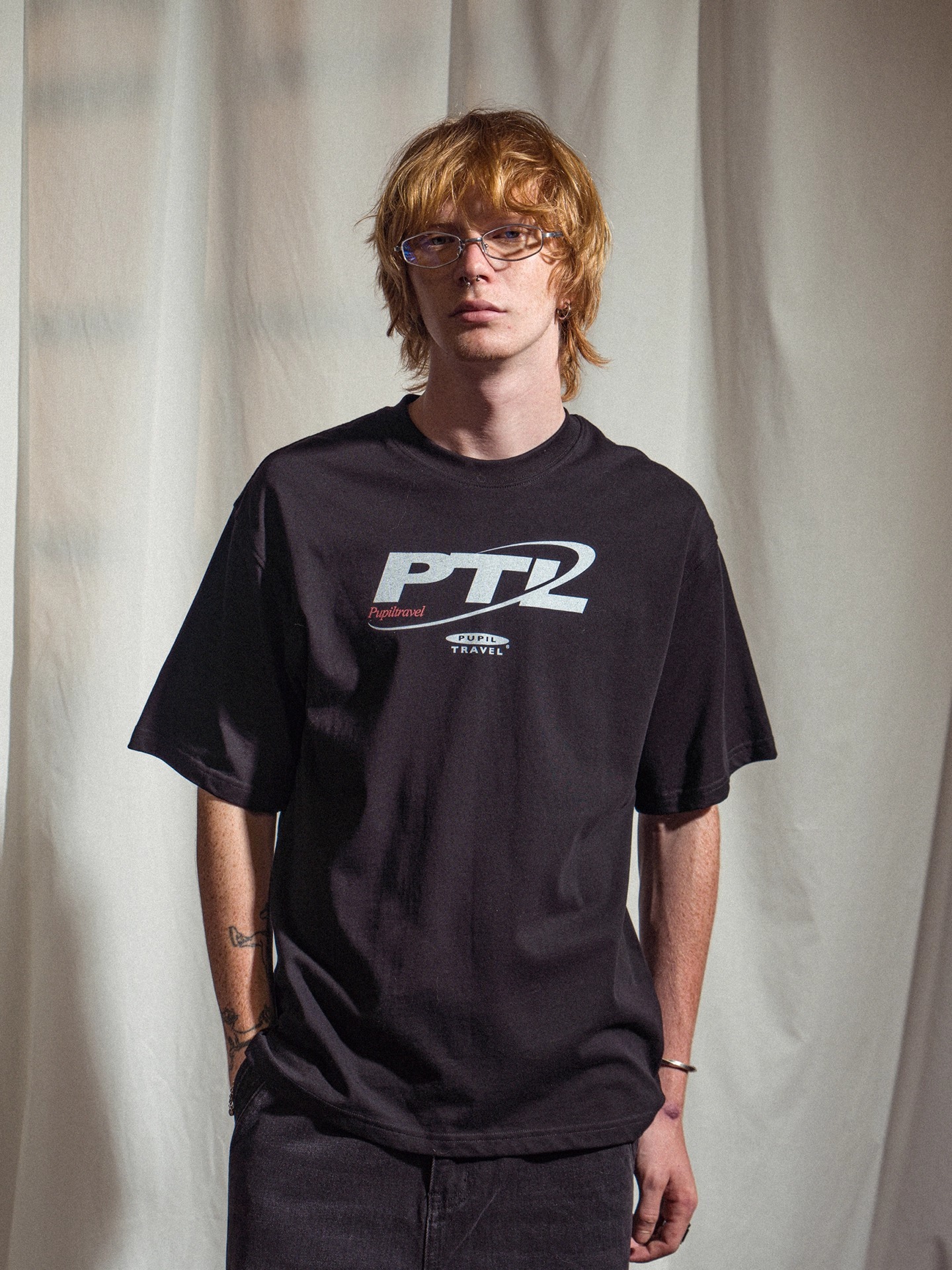 PUPIL TRAVEL 字母印花寬鬆LOGO復古T卹