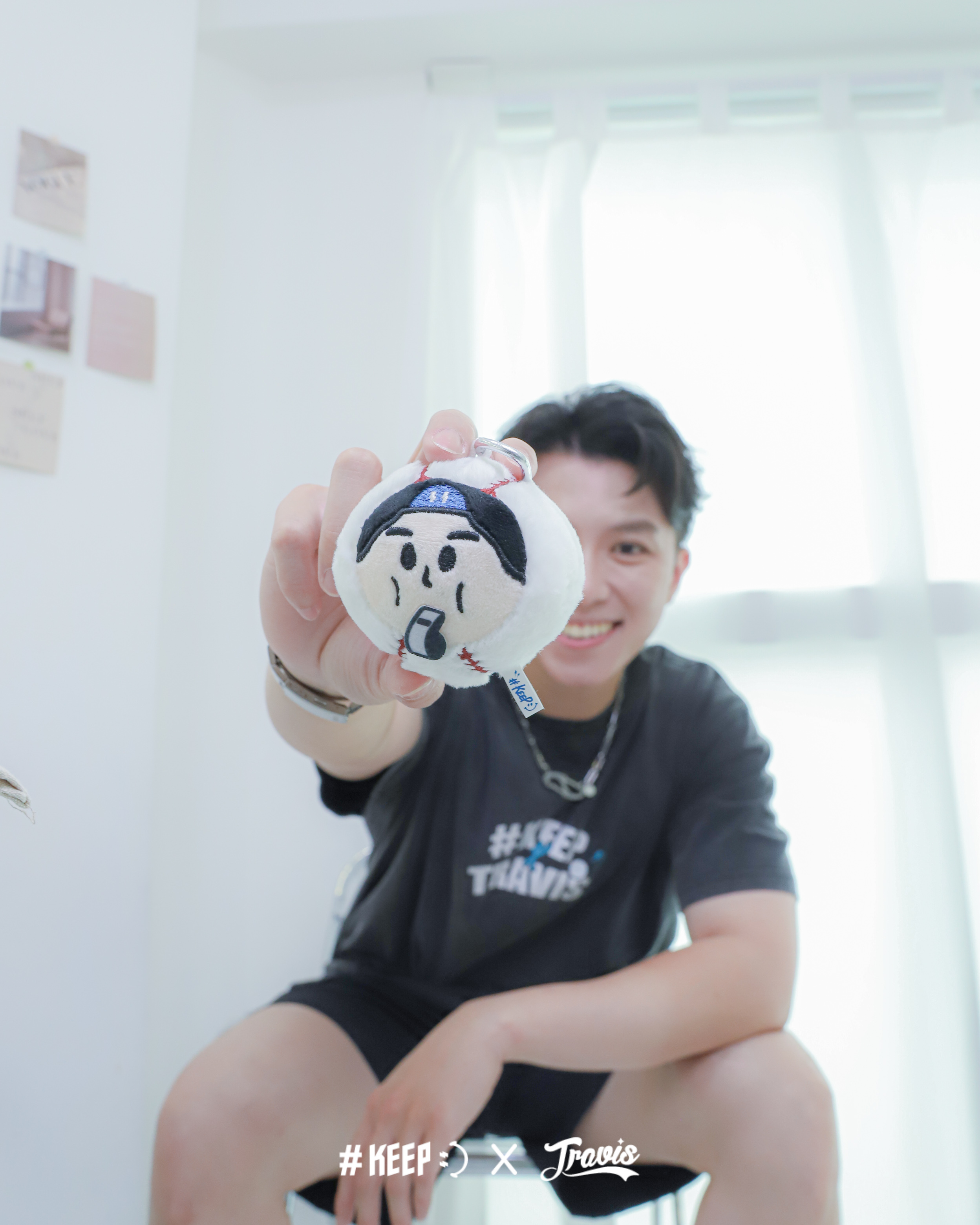 #KEEP x TRAVIS 崔維斯 聯名 Q版頭像 絨毛棒球吊飾【KS299】