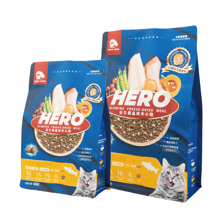 台灣 Heromama 益生菌凍乾晶球夾心糧 - 亮毛護膚 (鱈魚) (400g/1.5kg)