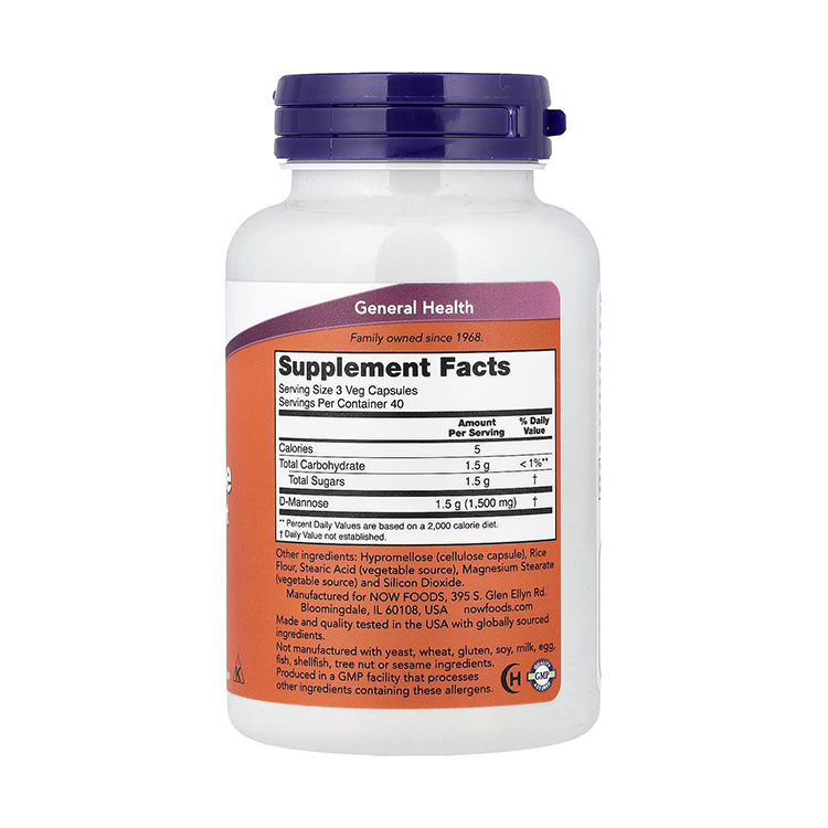 Now Foods, D-Mannose, 500 mg, 120 Veggie Caps