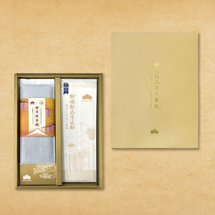 松園食品 x TEA SEVEN 日和之韻禮盒｜極品手延麵-芙蓉麵(3入)、靜岡焙茶麵(3入)