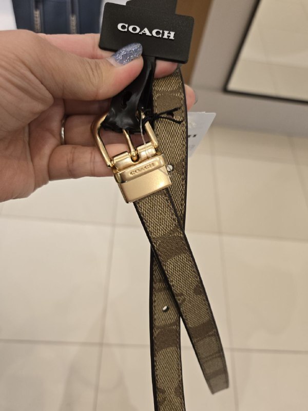 [U] COACH IM/KHAKI SADDLE CR443 WOMEN'S 18 CTS CLS SIGNATURE BELT, 196395285686 (UCO105)