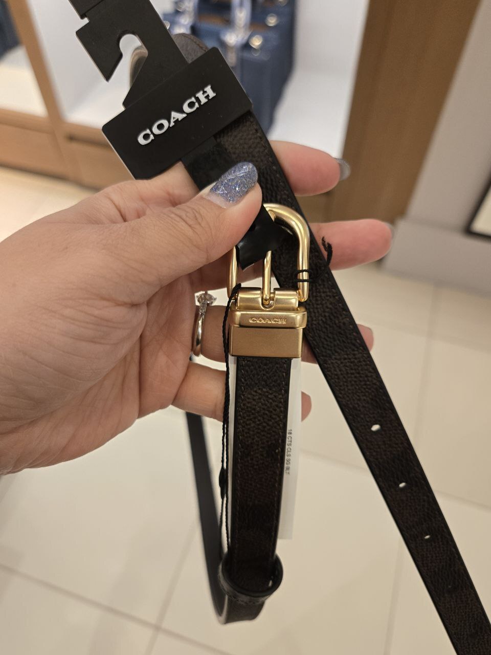 [U] COACH IM/WALNUT/BLACK CX058 WOMEN'S CTS CLS SIGNATURE BELT, 196395551101 (UCO104)