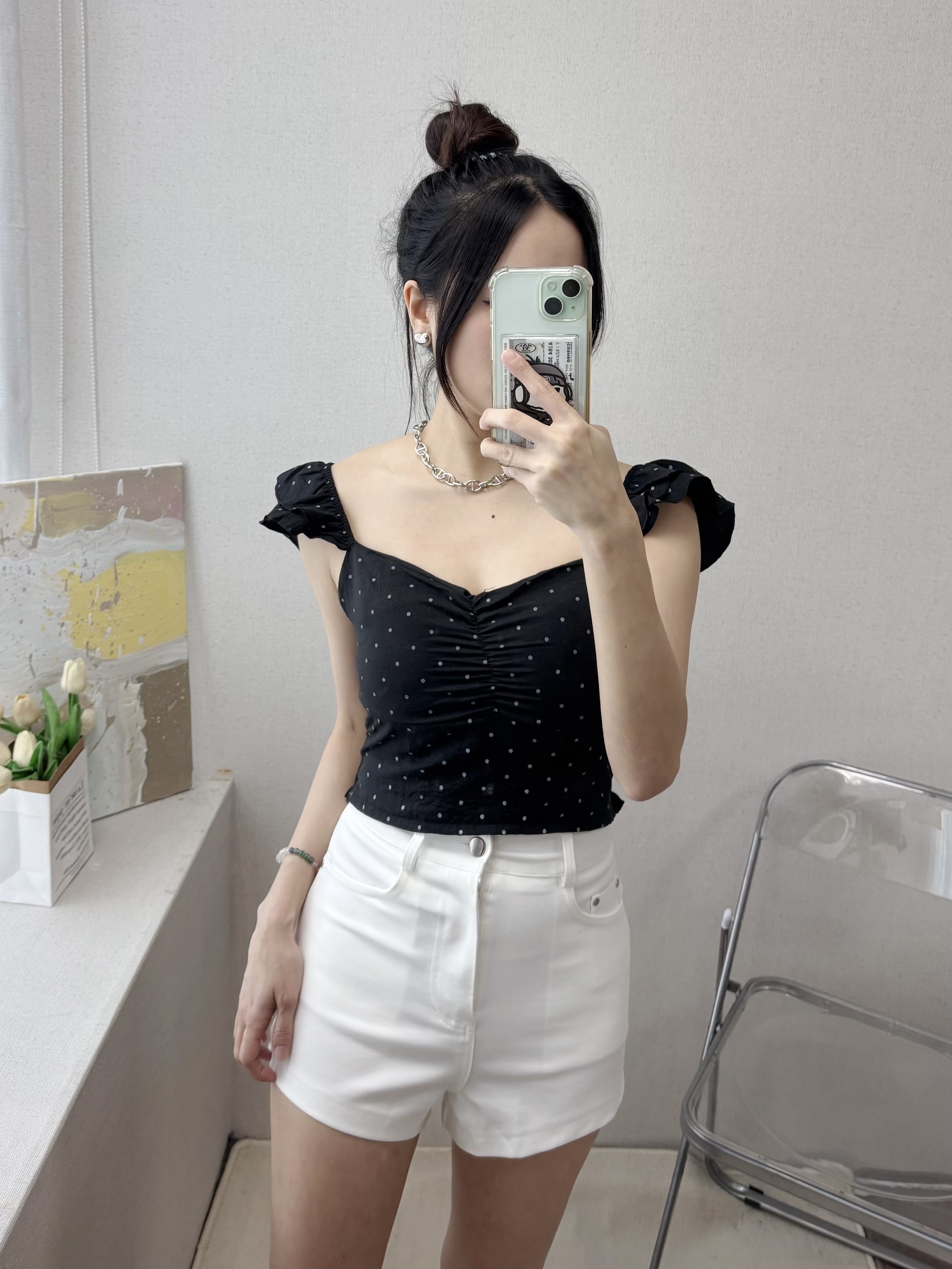 |現貨|辣妹桃心波點荷葉背心(2色)