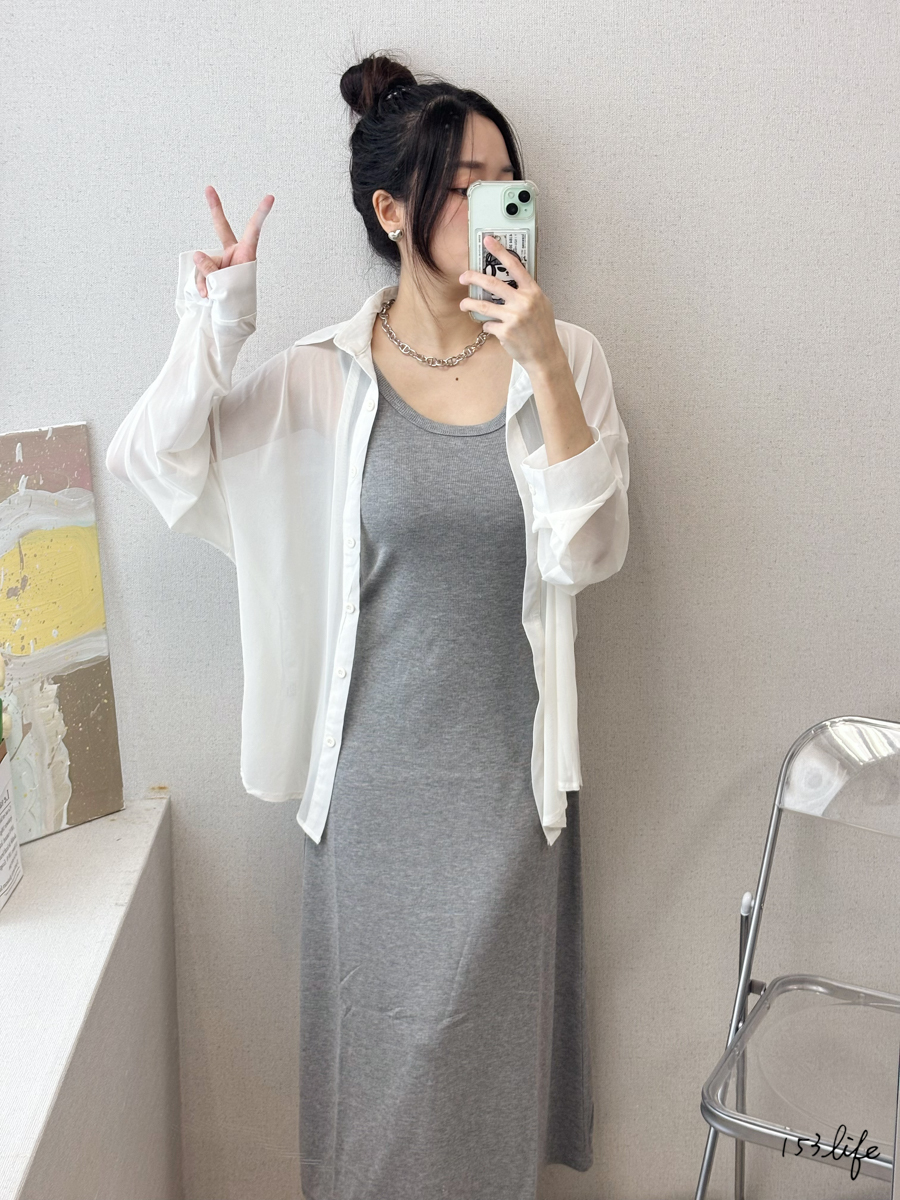 |現貨|夏日涼爽透膚網紗襯衫外罩(杏)