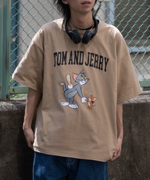 KTQ STORE ‧ TOM and JERRY 湯姆貓與傑力鼠 卡其 奶白色 字樣短袖