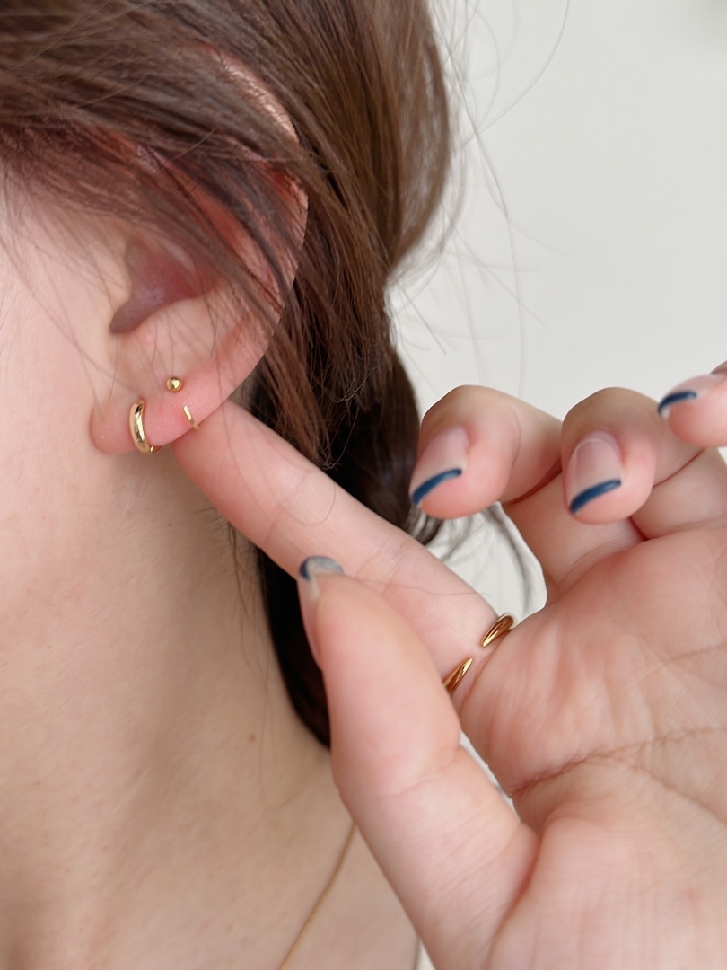 S925 ball open hoop pierce