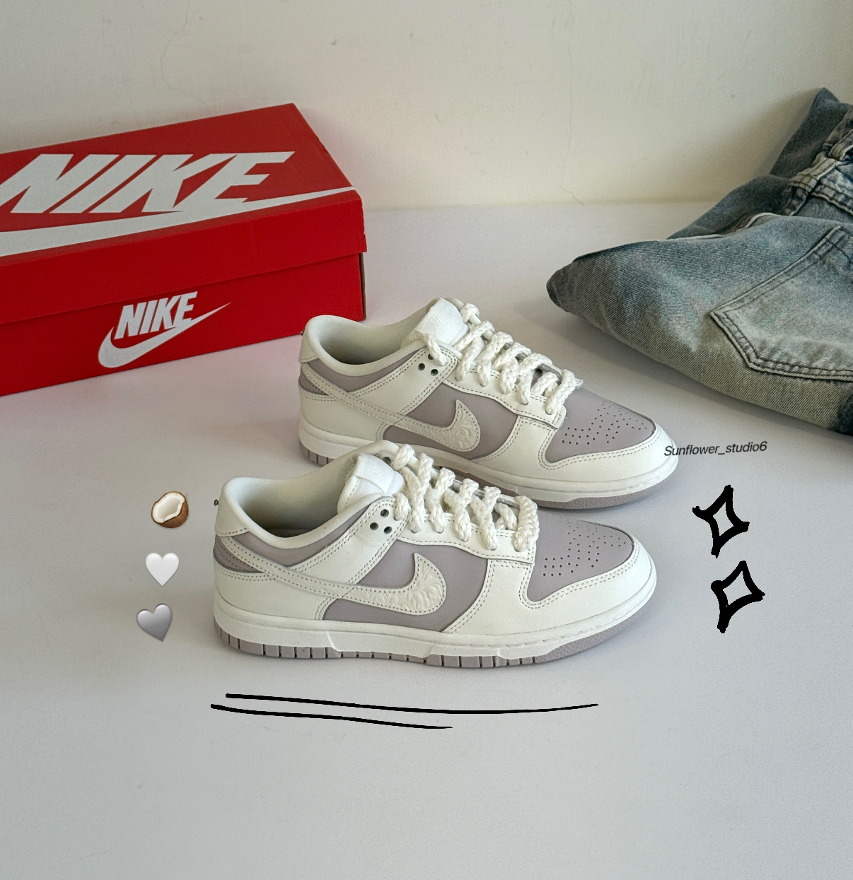 Nike Dunk Low 灰紫羅浮宮 奶白 復古 浮雕 麻繩鞋帶 粗鞋帶 女鞋 IH0639-011/預購