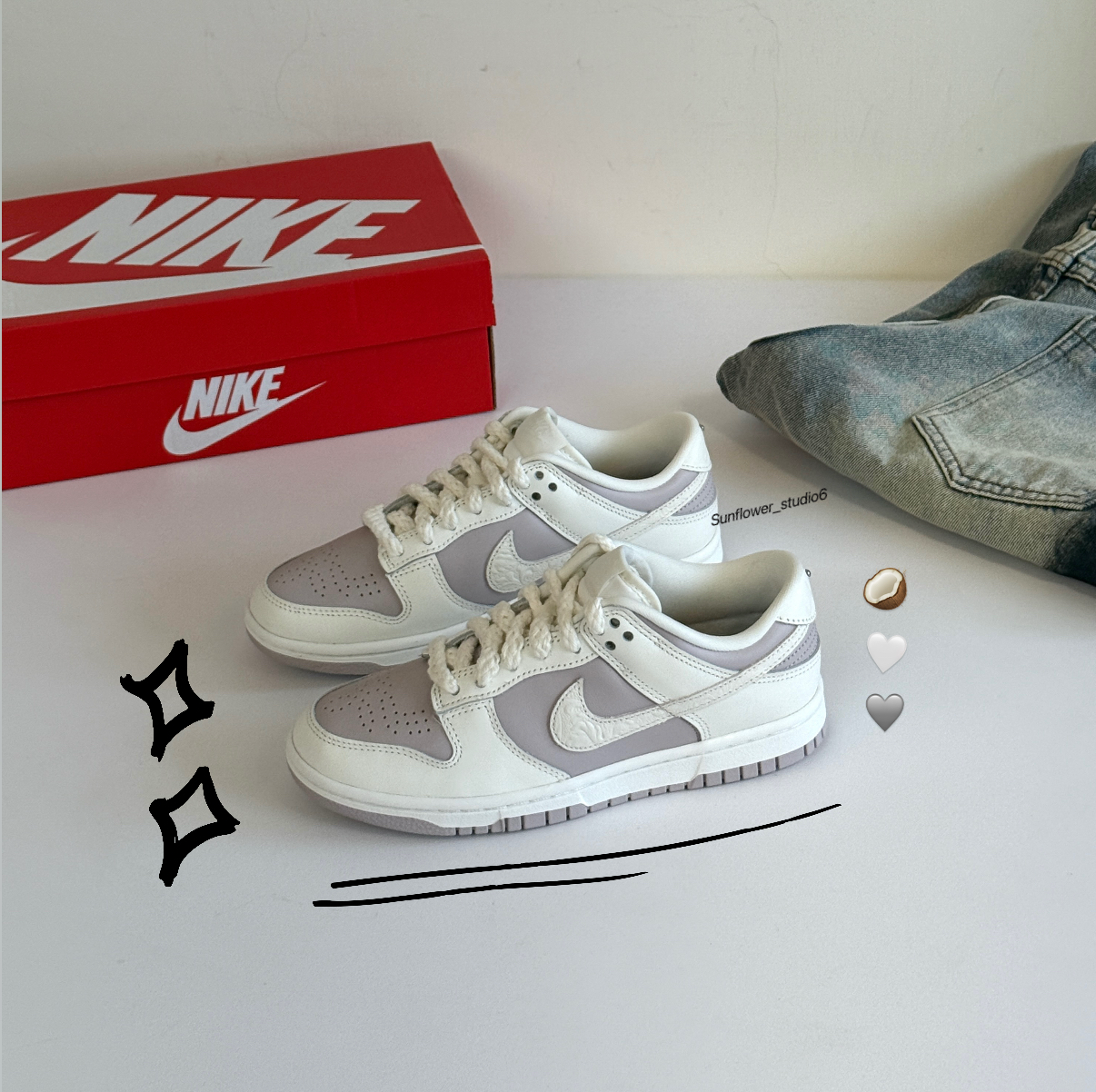 Nike Dunk Low 灰紫羅浮宮 奶白 復古 浮雕 麻繩鞋帶 粗鞋帶 女鞋 IH0639-011/預購