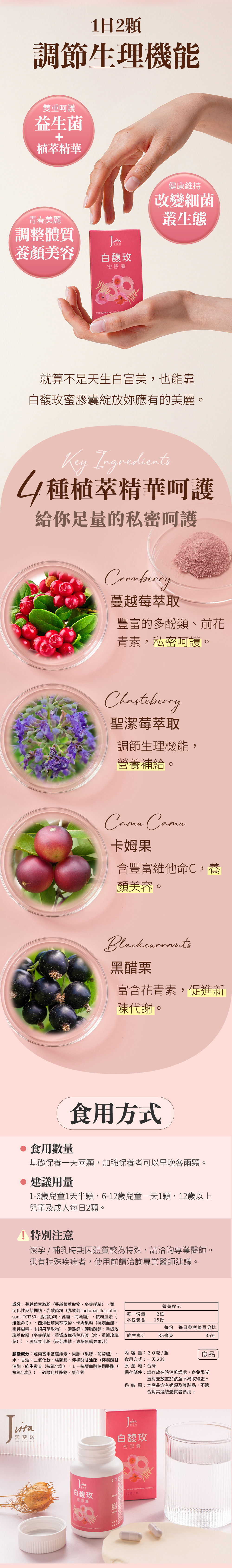 Jvita潔薇塔白馥玫蜜膠囊 私密處保健品 蔓越莓 私密處感染保養