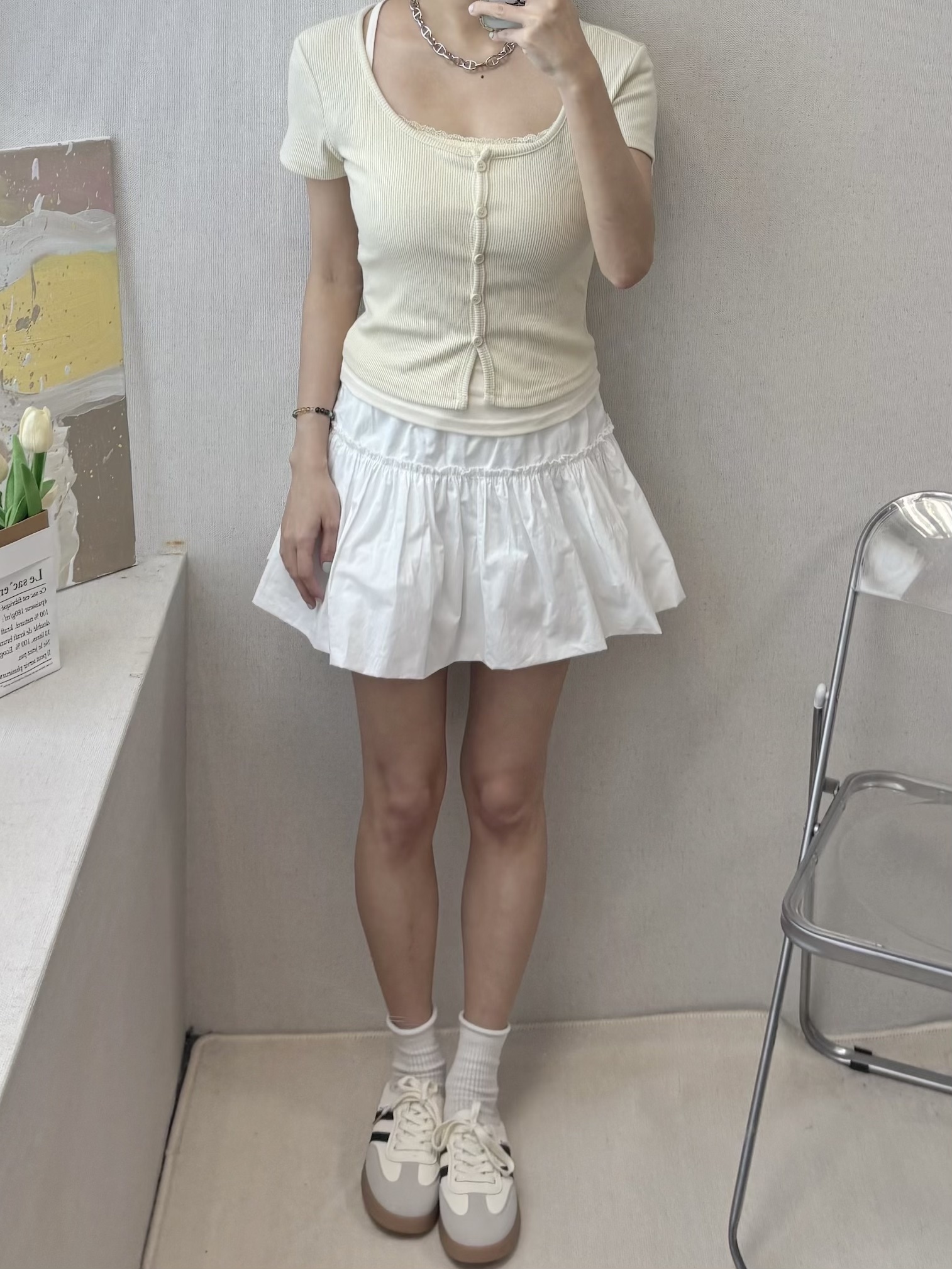 |現貨|雲朵糖霜蛋糕A字短裙(白)