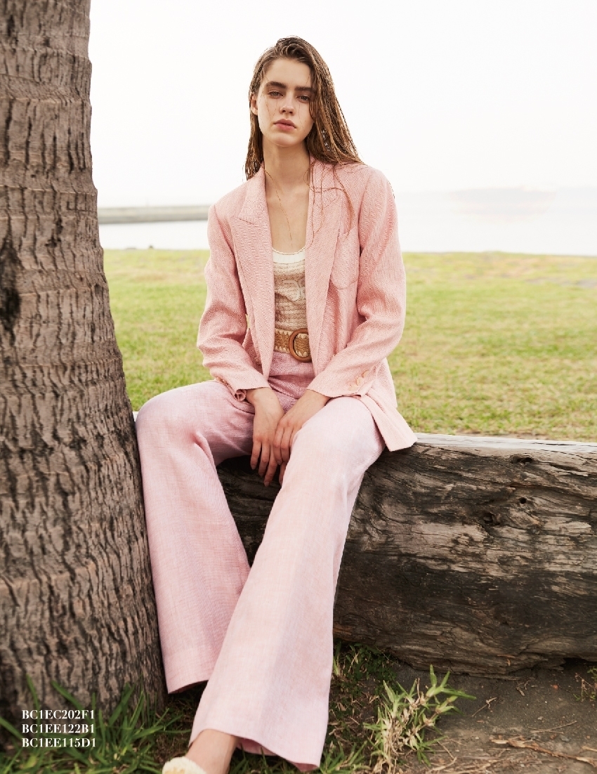 BC1EE122B1 午後漫遊珊瑚紅修身闊腿褲