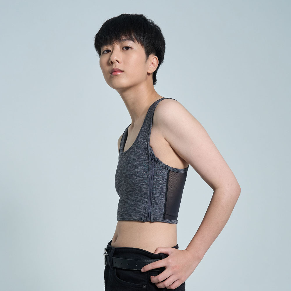 Outdo-機能型束胸-側拉鍊款-麻花黑色