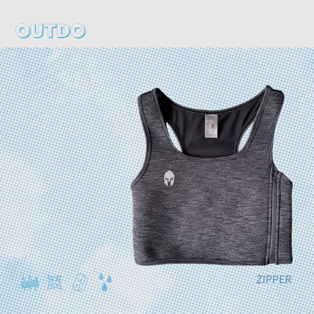 Outdo-機能型束胸-側拉鍊款-麻花黑色