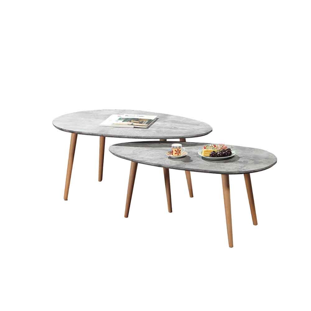 華迪工業風仿石面茶几組合(3.2尺大茶几+3尺小茶几)