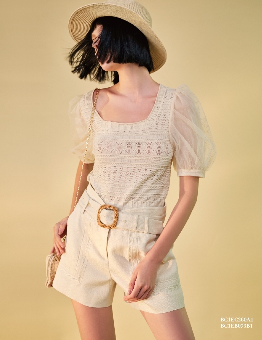 BC1EB073B1 天空之城南法優雅藤編感短褲 (附本布腰帶)