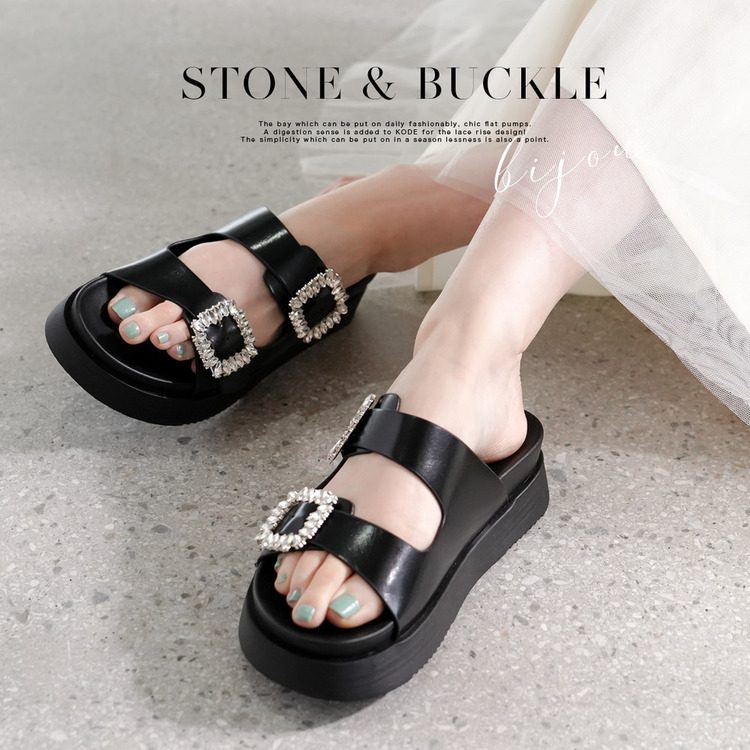 夏日閃閃 厚底雙帶扣涼拖鞋【FX2130】