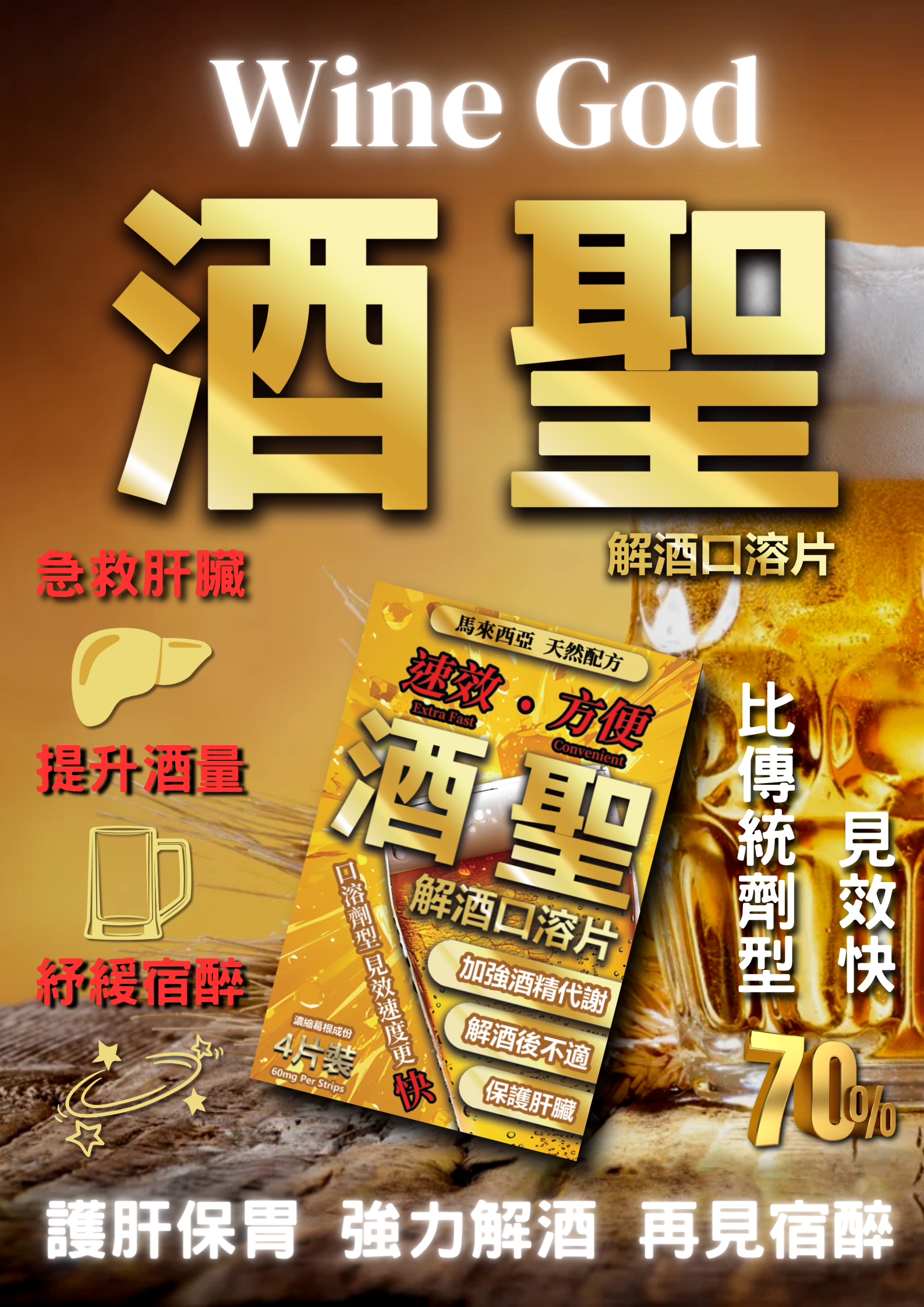 (3盒裝) 金剛酒聖 - 解酒口含片4片裝