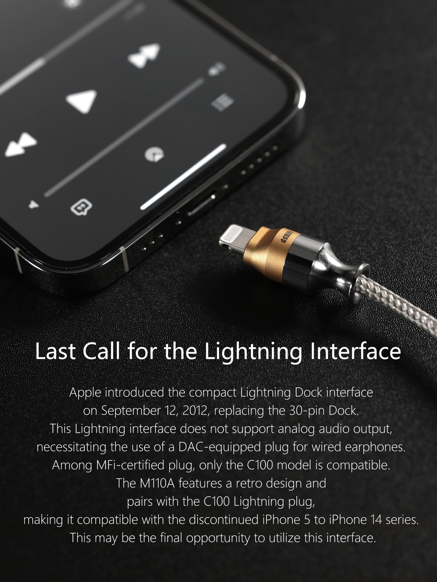 ddHiFi M110A Lightning Interface DAC Earphone Cable