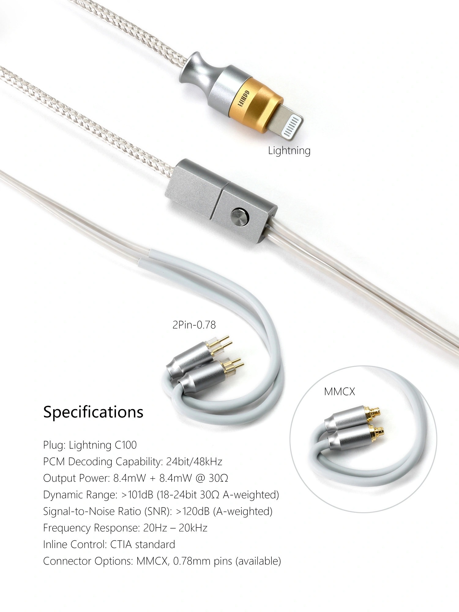 ddHiFi M110A Lightning Interface DAC Earphone Cable