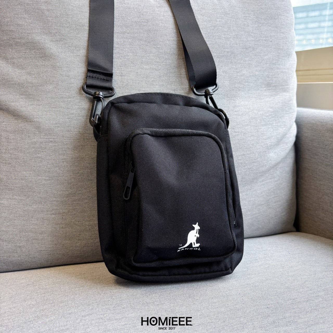 Kangol Shoulder Bag 經典LOGO 側背小包 小方包 黑色 [63557702]