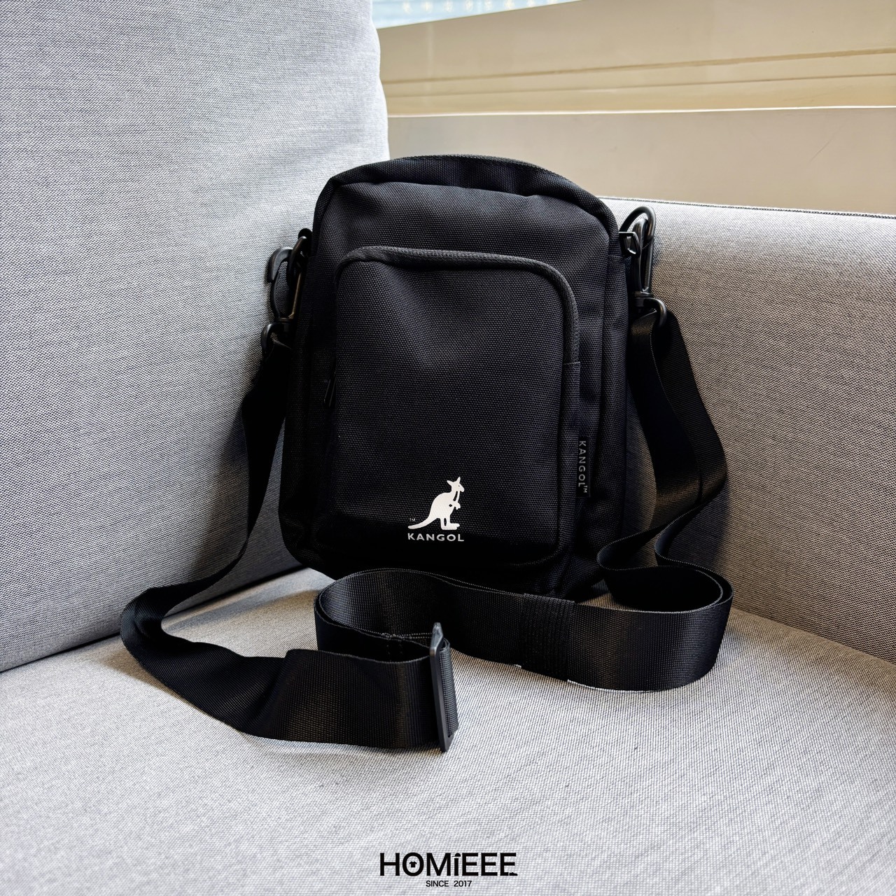 Kangol Shoulder Bag 經典LOGO 側背小包 小方包 黑色 [63557702]