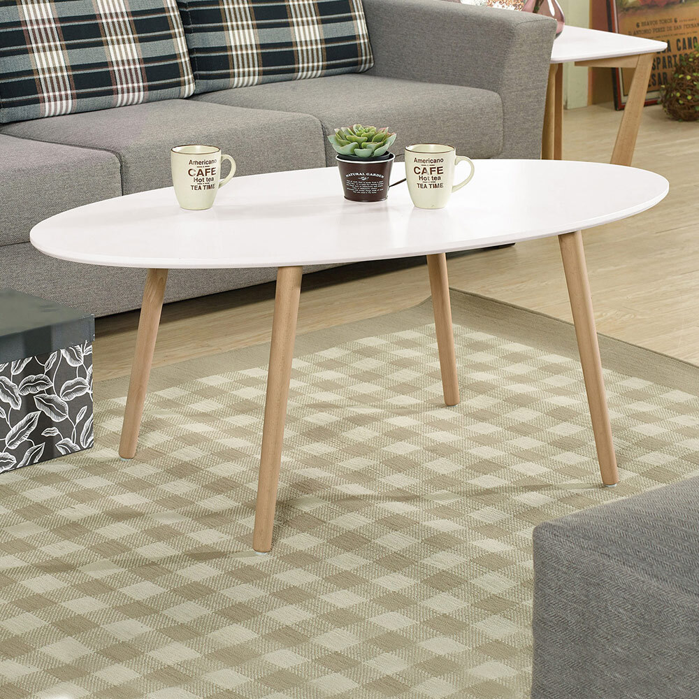 奇奧尼3.3尺白色橢圓形大茶几